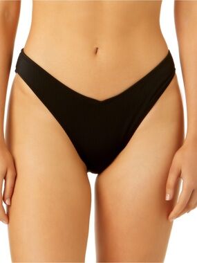 Salt + Cove Ribbed V-Front Bikini Bottoms in Black
